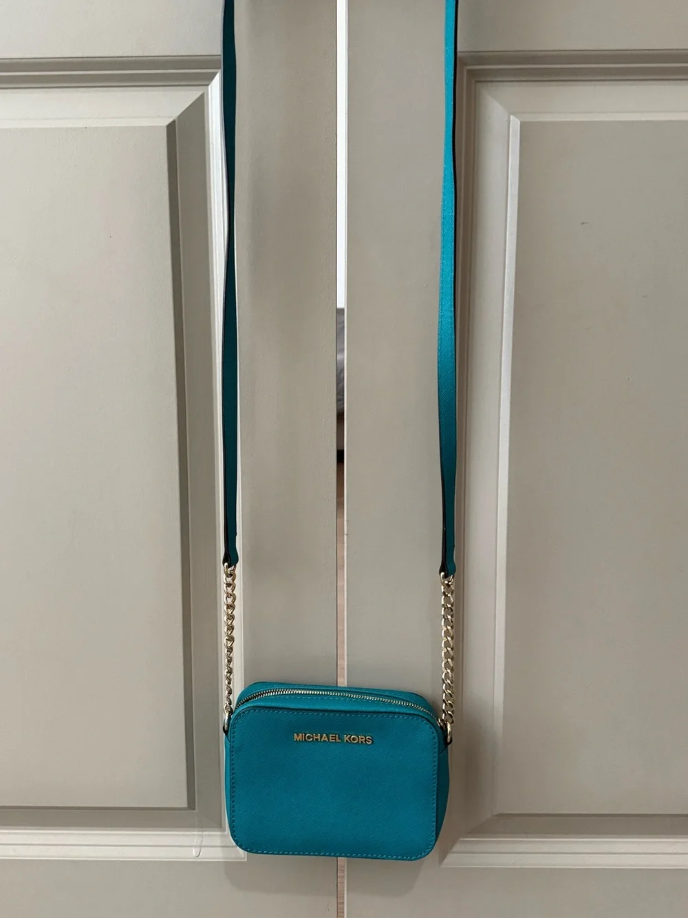 Michael Kors Teal Crossbody with Gold Hardware